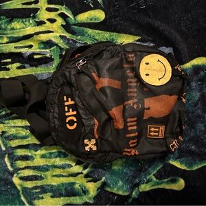 Palm Angels Black and Orange Urban Backpack